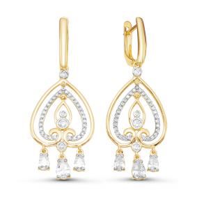 Золотые серьги КЮЗ Del'ta Dл125808 с фианитом Dл125808 фото