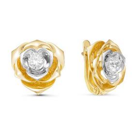 Серьги из лимонного золота КЮЗ Del'ta Dл125972 с фианитом Dл125972 фото
