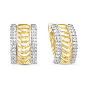 Золотые серьги КЮЗ Del'ta Dл126054 с фианитом Dл126054 фото