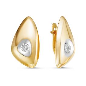 Золотые серьги КЮЗ Del'ta Dл126441 с фианитом Dл126441 фото