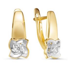 Золотые серьги КЮЗ Del'ta Dл126622 с фианитом Dл126622 фото