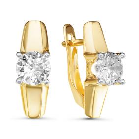 Золотые серьги КЮЗ Del'ta Dл126629 с фианитом Dл126629 фото