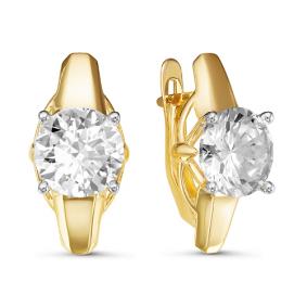 Золотые серьги КЮЗ Del'ta Dл126651 с фианитом Dл126651 фото