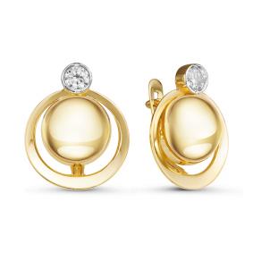 Серьги из лимонного золота КЮЗ Del'ta Dл126881 с фианитом Dл126881 фото