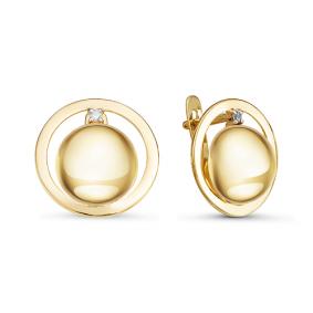 Серьги из лимонного золота КЮЗ Del'ta Dл126886 с фианитом Dл126886 фото
