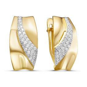 Серьги из лимонного золота КЮЗ Del'ta Dл127028 с фианитом Dл127028 фото