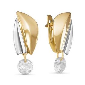 Серьги из лимонного золота КЮЗ Del'ta Dл127426 с фианитом Dл127426 фото