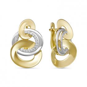 Золотые серьги КЮЗ Del'ta Dл127511 с фианитом Dл127511 фото