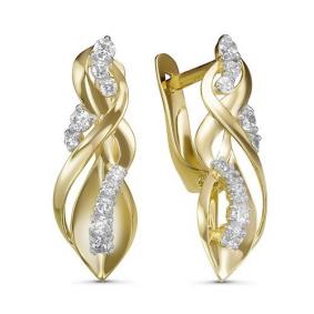 Серьги из лимонного золота КЮЗ Del'ta Dл127737 с фианитом Dл127737 фото