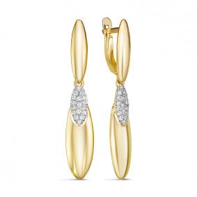 Золотые серьги КЮЗ Del'ta Dл127981 с фианитом Dл127981 фото