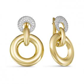 Серьги из лимонного золота КЮЗ Del'ta Dл128012 с фианитом Dл128012 фото