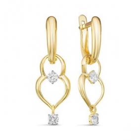 Серьги из лимонного золота КЮЗ Del'ta Dл128145 с фианитом Dл128145 фото