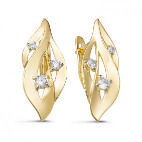 Золотые серьги КЮЗ Del'ta Dл128481 с фианитом Dл128481 фото