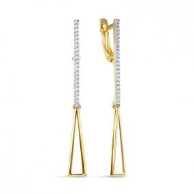 Серьги из лимонного золота КЮЗ Del'ta Dл128907 с фианитом Dл128907 фото