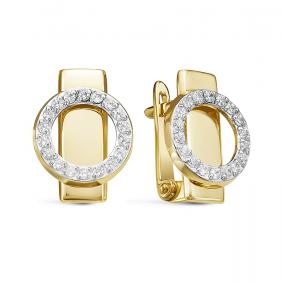 Золотые серьги КЮЗ Del'ta Dл128953 с фианитом Dл128953 фото