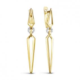 Золотые серьги КЮЗ Del'ta Dл128992 с фианитом Dл128992 фото