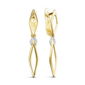 Серьги из лимонного золота КЮЗ Del'ta Dл129000 с фианитом Dл129000 фото