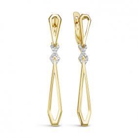 Золотые серьги КЮЗ Del'ta Dл129003 с фианитом Dл129003 фото