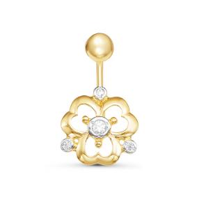 Пирсинг из лимонного золота КЮЗ Del'ta Dл190129 с фианитом Dл190129 фото
