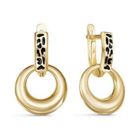 Золотые серьги КЮЗ Del'ta Dл222073 с эмалью Dл222073 фото