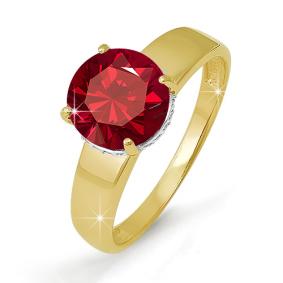 Кольцо из лимонного золота КЮЗ Del'ta Dл310699 с фианитом и гранатом Dл310699 фото