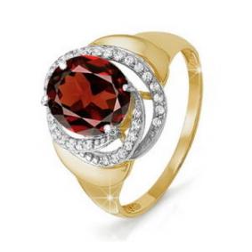 Кольцо из лимонного золота КЮЗ Del'ta Dл310925 с фианитом и гранатом Dл310925 фото