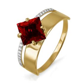 Золотое кольцо КЮЗ Del'ta Dл311425 с фианитом и гранатом Dл311425 фото