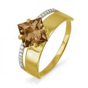 Золотое кольцо КЮЗ Del'ta Dл311427 с фианитом и раухтопазом Dл311427 фото