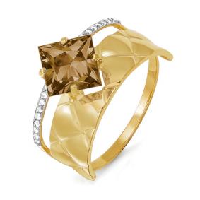 Золотое кольцо КЮЗ Del'ta Dл311469 с фианитом и раухтопазом Dл311469 фото