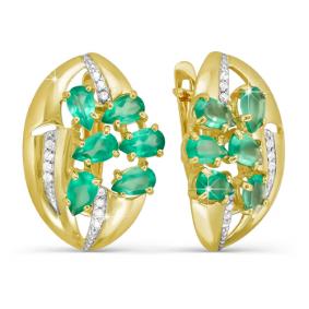 Золотые серьги КЮЗ Del'ta Dл321239 с фианитом и агатом Dл321239 фото