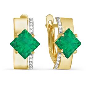 Золотые серьги КЮЗ Del'ta Dл321429 с фианитом и агатом Dл321429 фото