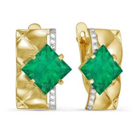 Золотые серьги КЮЗ Del'ta Dл321471 с фианитом и агатом Dл321471 фото