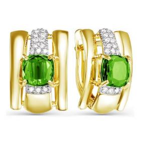 Серьги из лимонного золота КЮЗ Del'ta Dл322047 с фианитом и кварцем Dл322047 фото