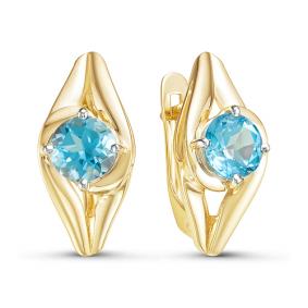 Золотые серьги КЮЗ Del'ta Dл324097 с топазом Swarovski Dл324097 фото