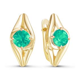 Золотые серьги КЮЗ Del'ta Dл324205 с агатом Dл324205 фото