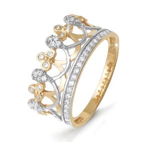 Золотое кольцо КЮЗ Del'ta Dп110013 с фианитом Dп110013 фото