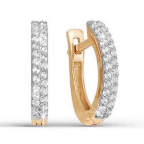 Золотые серьги КЮЗ Del'ta Dп120003 с фианитом Dп120003 фото