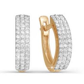 Золотые серьги КЮЗ Del'ta Dп120004 с фианитом Dп120004 фото