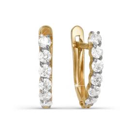 Золотые серьги КЮЗ Del'ta Dп120007 с фианитом Dп120007 фото