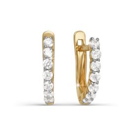 Золотые серьги КЮЗ Del'ta Dп120008 с фианитом Dп120008 фото