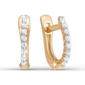 Золотые серьги КЮЗ Del'ta Dп120009 с фианитом Dп120009 фото