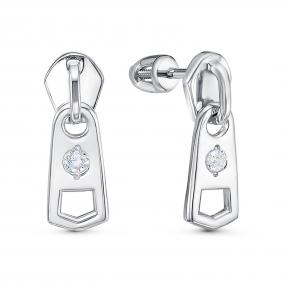 Серебряные серьги КЮЗ Del'ta Dс0504466 с фианитом Dс0504466 фото