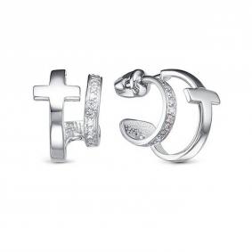 Серебряные серьги-кресты КЮЗ Del'ta с фианитом Dс0504972 Dс0504972 фото