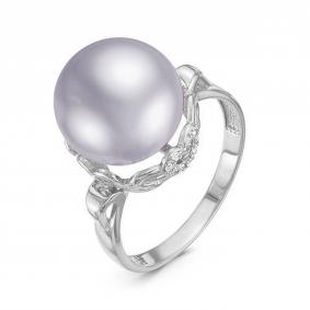 Серебряное кольцо КЮЗ Del'ta Dс116785 с фианитом и жемчугом Swarovski Dс116785 фото