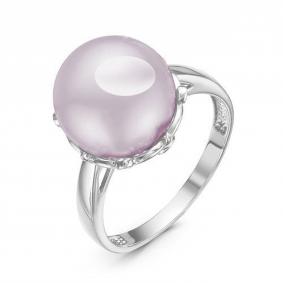 Серебряное кольцо КЮЗ Del'ta Dс116791 с фианитом и жемчугом Swarovski Dс116791 фото