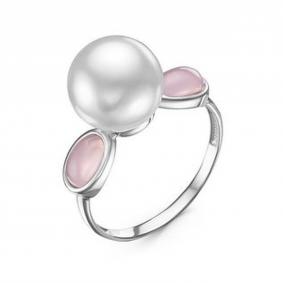 Серебряное кольцо КЮЗ Del'ta Dс117636 с кварцем и жемчугом Swarovski Dс117636 фото