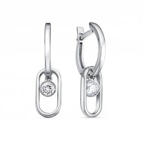 Серебряные серьги-трансформеры КЮЗ Del'ta с фианитом Dс1202514 Dс1202514 фото