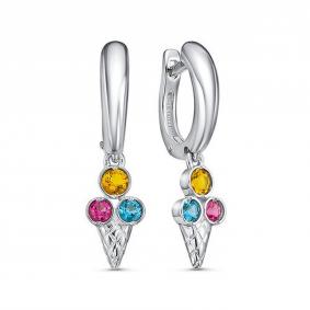 Серебряные серьги КЮЗ Del'ta Dс1202968 с рубином и кварцем Dс1202968 фото