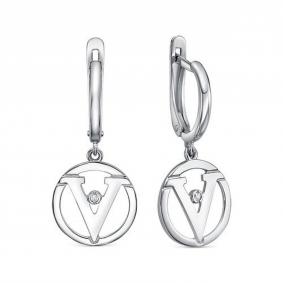 Серебряные серьги КЮЗ Del'ta Dс1206851 с фианитом Dс1206851 фото