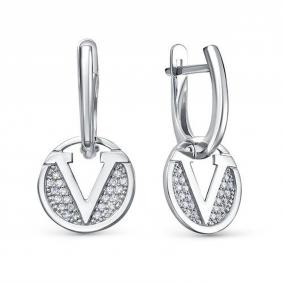 Серебряные серьги-трансформеры КЮЗ Del'ta с фианитом Dс1206865 Dс1206865 фото